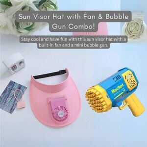 Sun Visor Hats with Fan & Bubble Gun for Toddlers Combo Pack1 Combo Pack